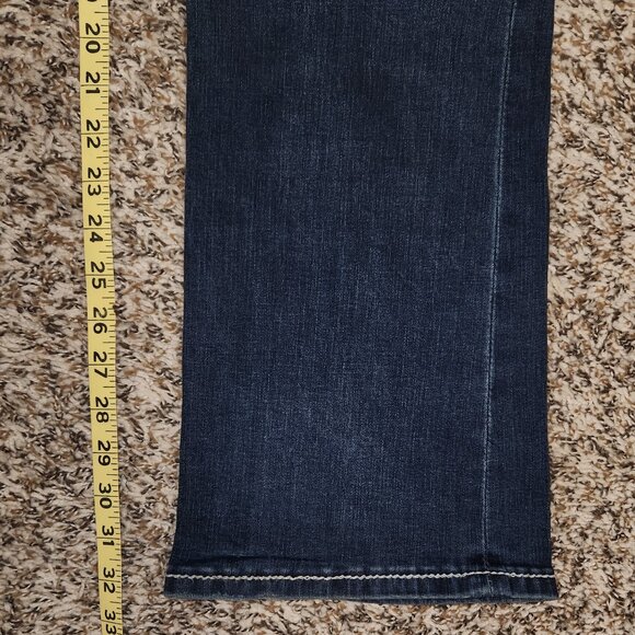 Grace in LA Women’s Easy Fit Mid-Rise Bootcut Jeans Feather Embroidery Bling Siz - Picture 8 of 14